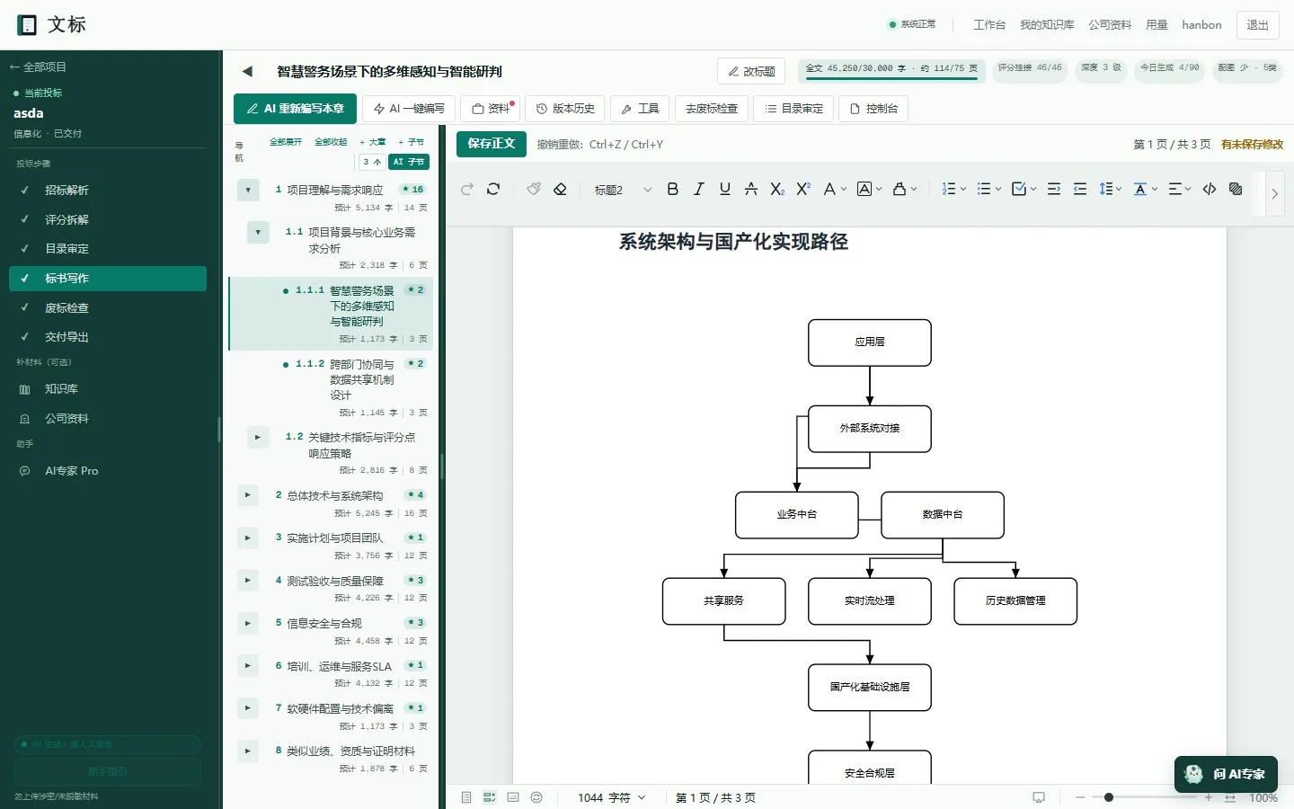 文标按章生成的技术标初稿